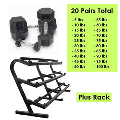 Urethane Dumbbell Package with Storage Rack|