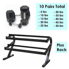 Rubber Hex Dumbbell Package|