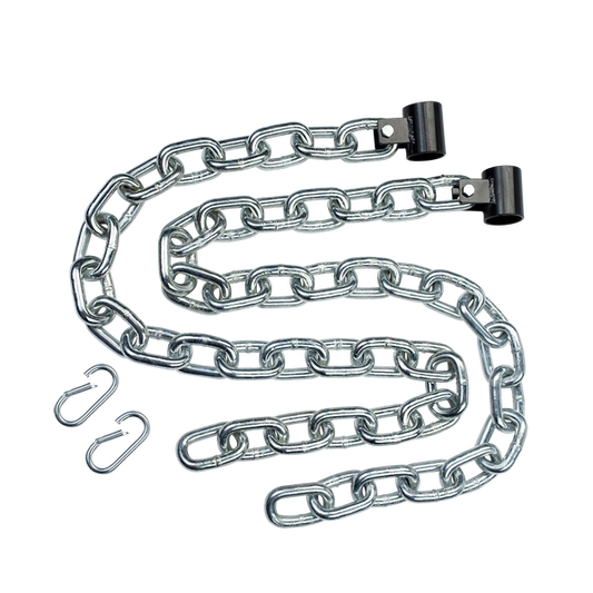 Weightlifting chains|Chains on curl bar|In use squat|In use bench press|In use T-Bar row