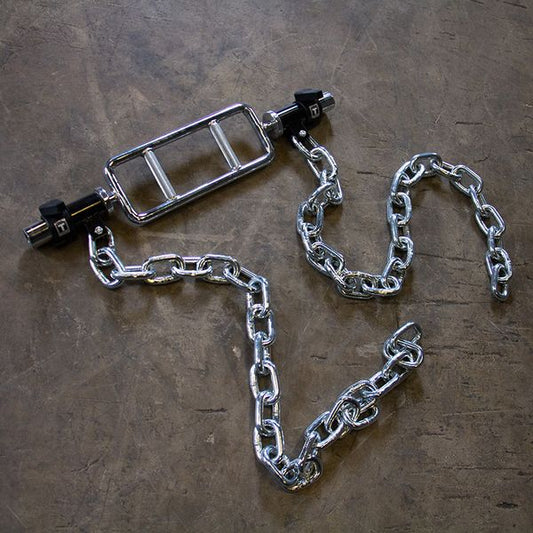 Weightlifting chains|Chains on curl bar|In use squat|In use bench press|In use T-Bar row
