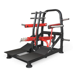Plate load belt squat machine|In use start position|In use squat position