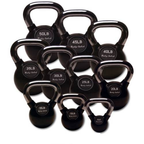 Body-Solid Chrome Handle Rubberized Kettle Bell Set