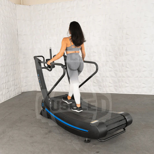 Treadmill in use walking