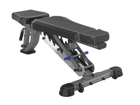 CFI-1 Commercial bench|Flat Position|Upright position|Positions|Ladder catch system|Transport Wheels