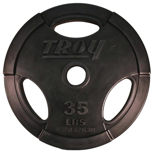 Troy Barbell High Grade Urethane encased Olympic grip plate. - 35lb