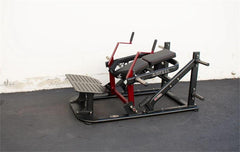 Plate load hip thruster machine|Up close view|In use start position|In use thrust position