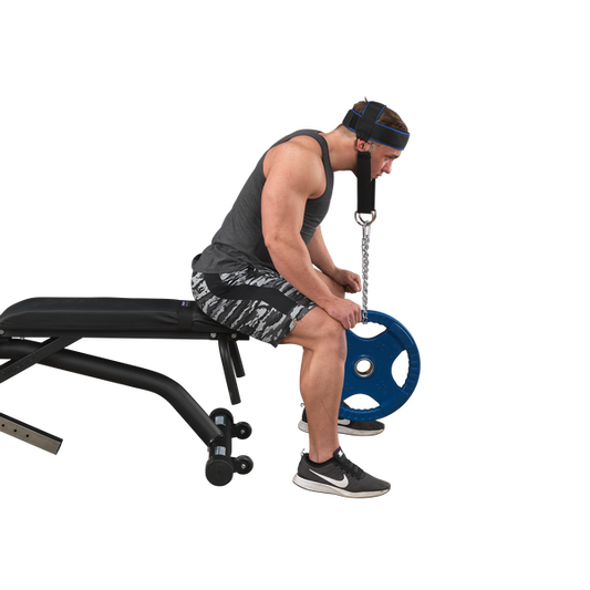 Body-Solid Nylon Head Harness|Head harness in use