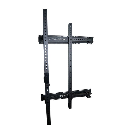 Foldable Power Rack|Folded Position|In Use|Upright Detail|J Cups