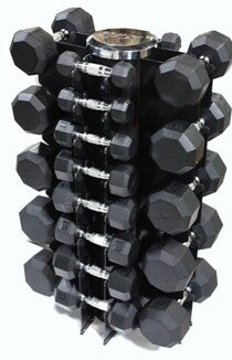 Rubber Hex Dumbbell Package with Vertical Storage Rack