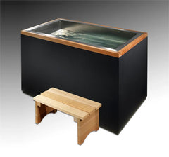 Cuboid cold plunge|with cover|with optional chiller|chiller connections