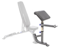 Bench Front Angle|Mid Decline|Full Decline|Flat Position|Upright Position|Back Pad Angles|Seat Angles|Transport Wheels|Arm Curl Attachment|Leg Curl and Extension|Leg Hold Down Attachment