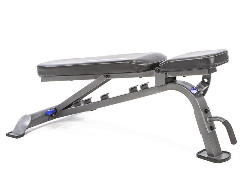 Bench Front Angle|Mid Decline|Full Decline|Flat Position|Upright Position|Back Pad Angles|Seat Angles|Transport Wheels|Arm Curl Attachment|Leg Curl and Extension|Leg Hold Down Attachment