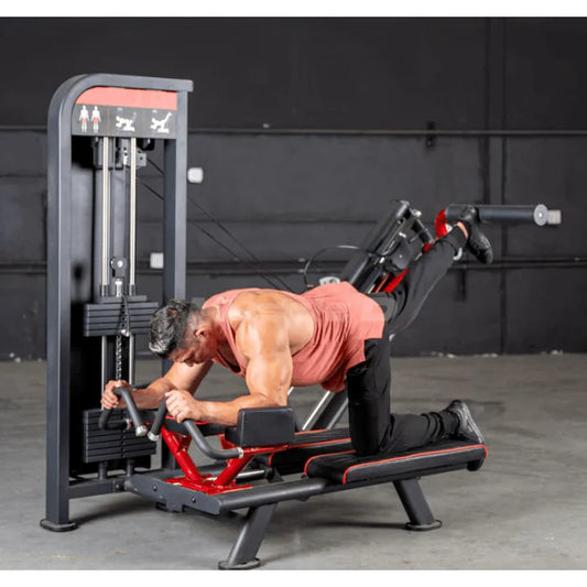machine in use by man showing kick back position