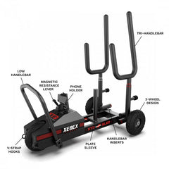 Sled Features|Multifunctional Exercises|Dimensions|Front View|Handle Bars|Included Accessories|Easy Transport|Magnetic Resistance Lever|Console