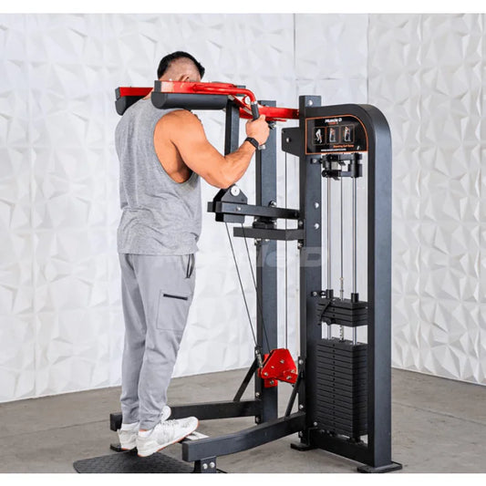 Athlete using machine in starting position
