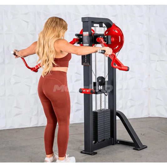 Ahlete using machine performing double lateral raise