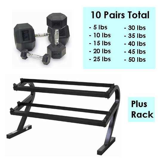 Urethane Dumbbell Package with Storage Rack|