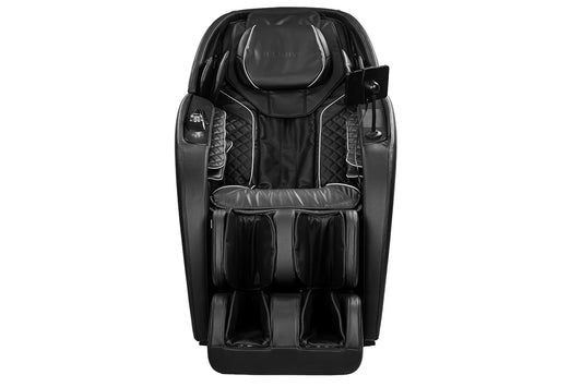 Massage chair in color black front side view