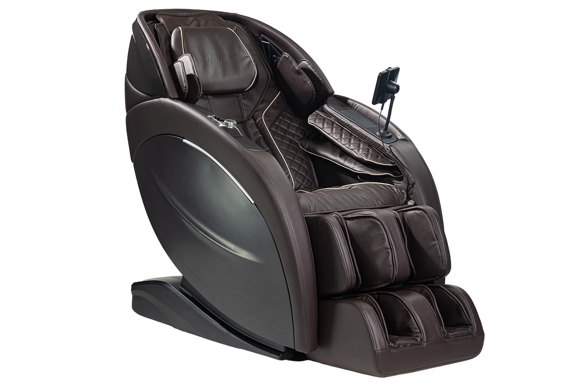 Massage chair in color brown right angle view
