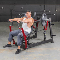Chest press machine|Chest press start position|Chest press end position