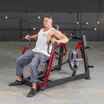 Chest press machine|Chest press start position|Chest press end position