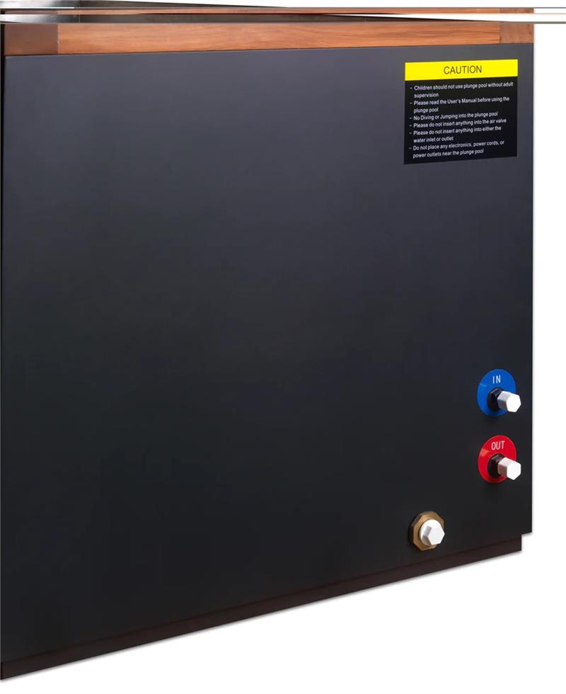 Cuboid cold plunge|with cover|with optional chiller|chiller connections