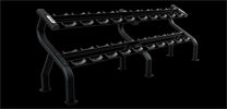 10 pair dumbbell rack in platinum color|Platinum rack loaded with dumbbells|10 pair dumbbell rack in matte black color