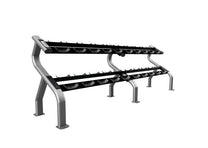 10 pair dumbbell rack in platinum color|Platinum rack loaded with dumbbells|10 pair dumbbell rack in matte black color
