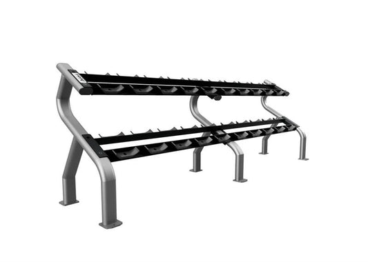 10 pair dumbbell rack in platinum color|Platinum rack loaded with dumbbells|10 pair dumbbell rack in matte black color