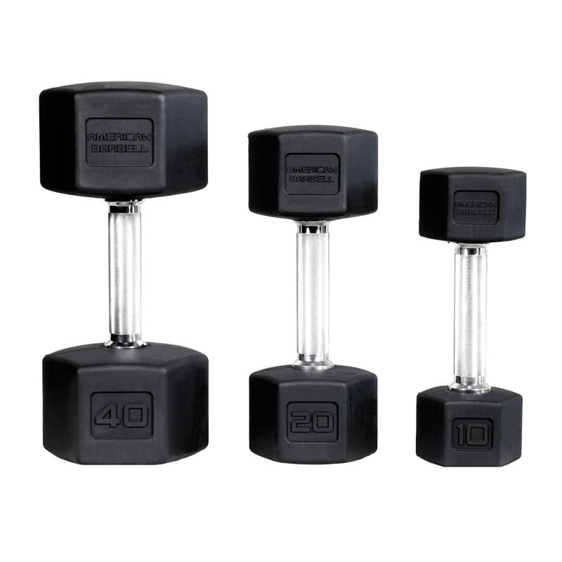 American Barbell Rubber Hex Dumbbell Set: 5-50 lb. (pairs