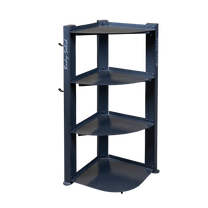 Corner storage rack shown empty