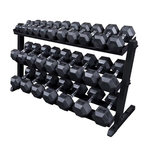 Rubber Dumbbell Package with Rack