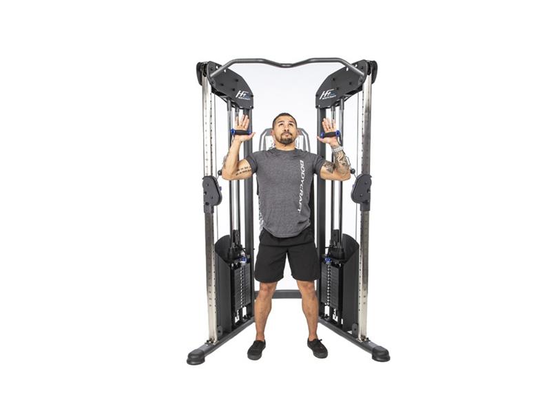 HFT Pro Functional Trainer|Cable Fly|cable Punch|Overhead Press|Weight Stack|Cable Handle|Height Adjustment Pin