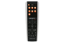 Remote control with 'Infinity' branding on a white background