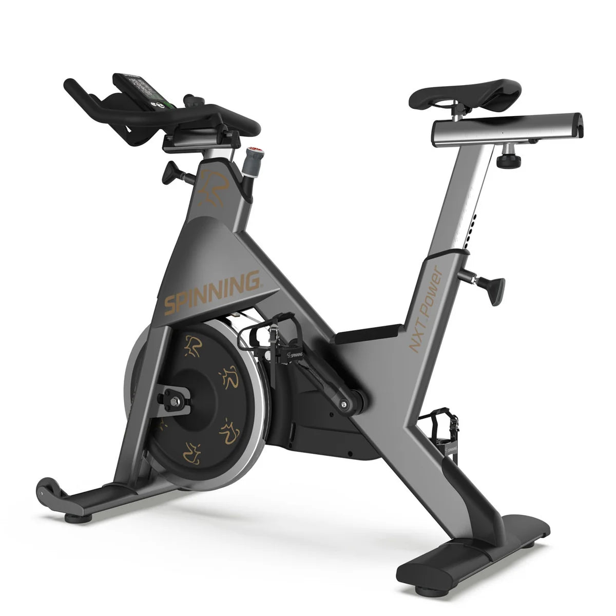 Image of NXT Power bike, left side view, in color grey on white background