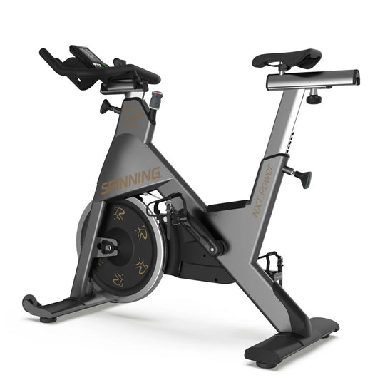 Image of NXT Power bike, left side view, in color grey on white background