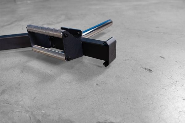 Bar without weights|Bar loaded with weights|Bar in loading position|Bar jack foot|16.25 inch sleeve|Bar in use