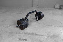 Bar without weights|Bar loaded with weights|Bar in loading position|Bar jack foot|16.25 inch sleeve|Bar in use