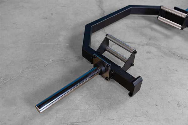 Bar without weights|Bar loaded with weights|Bar in loading position|Bar jack foot|16.25 inch sleeve|Bar in use