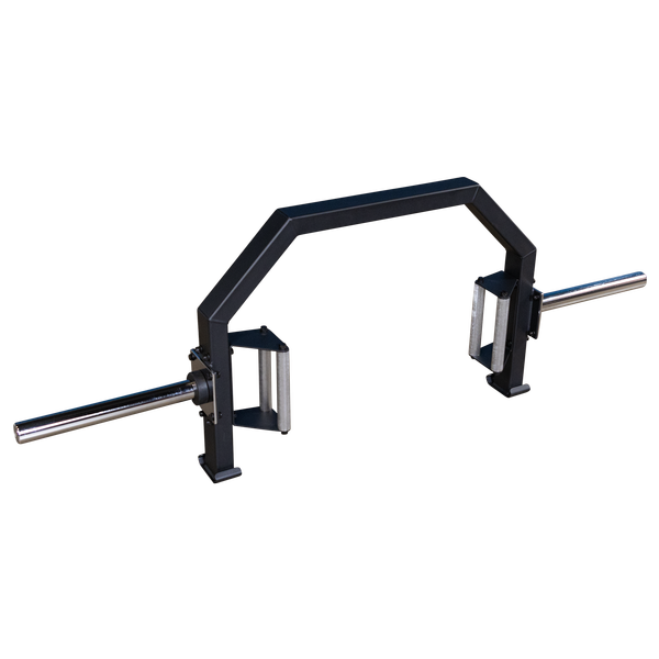 Bar without weights|Bar loaded with weights|Bar in loading position|Bar jack foot|16.25 inch sleeve|Bar in use