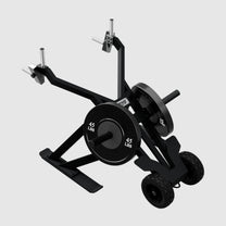 Pro Sled shown with front wheel option loaded with optional Olympic plates