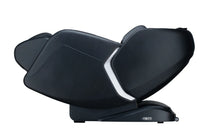 View of chair from the side in the reclined position on white background