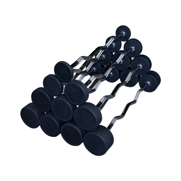 Fixed Weight EZ-Curl Barbells 20-10lb Set (10 Barbells)