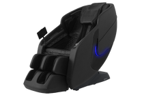 Massage chair in color black front left angle view 