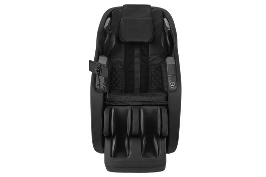 Massage chair in color black front view 