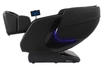 Massage chair in color black fully reclined position