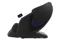 Massage chair in color black front left side view 