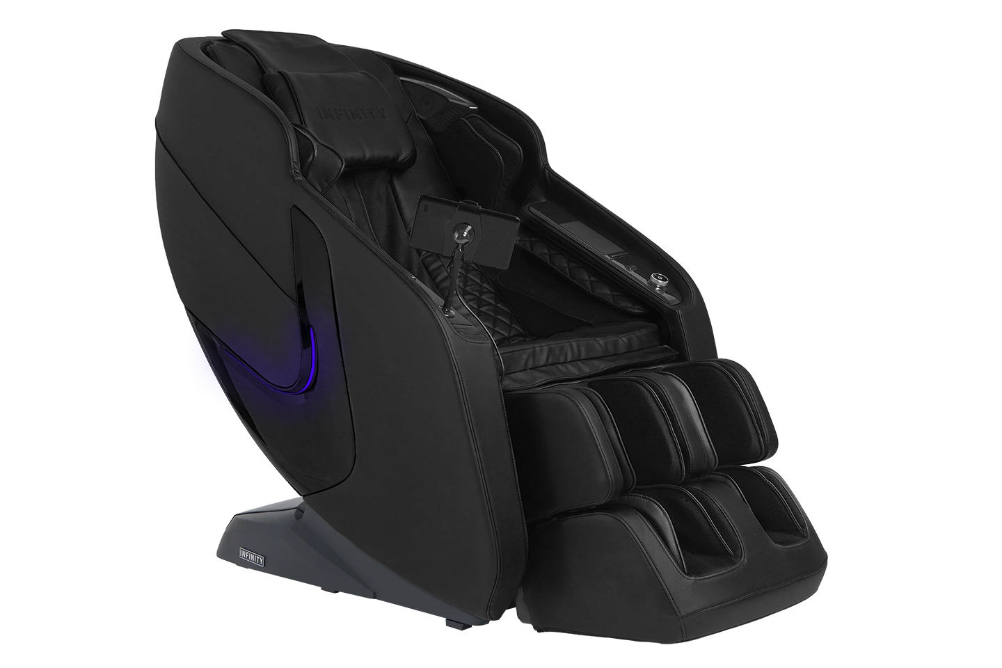 Massage chair in color black right side angle view 