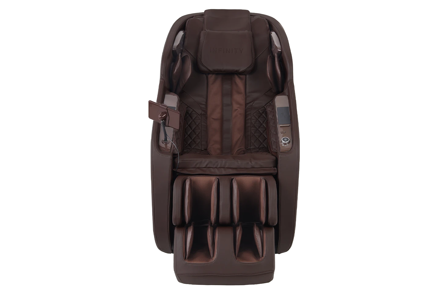 Soltice massage chair shown in color brown front view