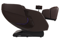 Soltice massage chair shown in color brown in fully reclined position
